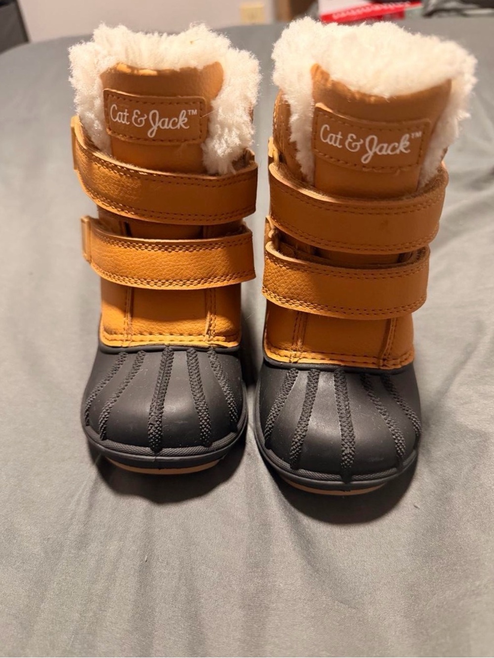 Cat & Jack Tan and Black Kids' Winter Boots with Faux Fur